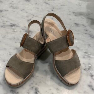 Gabor Olive Green Sandals with Buckle Detail